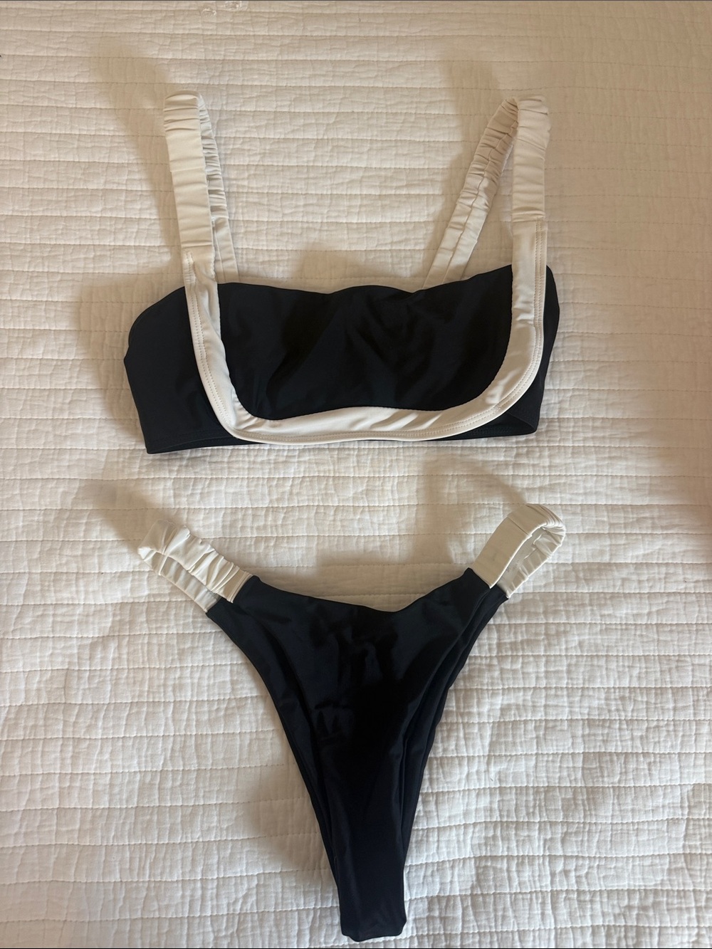 Two-Tone Black and White Bikini Set